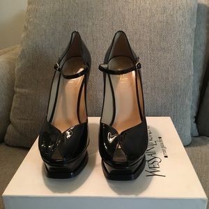 YSL Blk Patent Leather Mary Jane Euro size 40